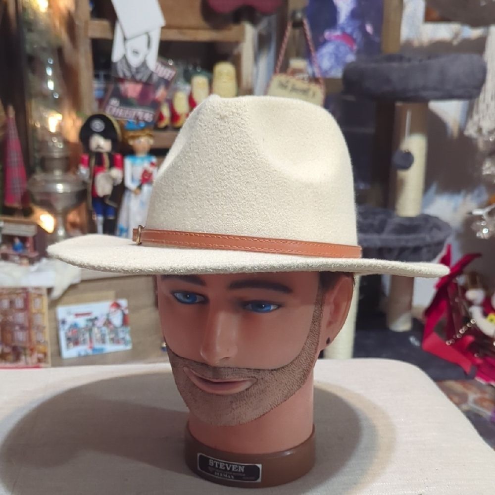 Tallahassee Women Men Wool Fedora‎ Hat With Leather Ribbon Gentleman Lady Wide